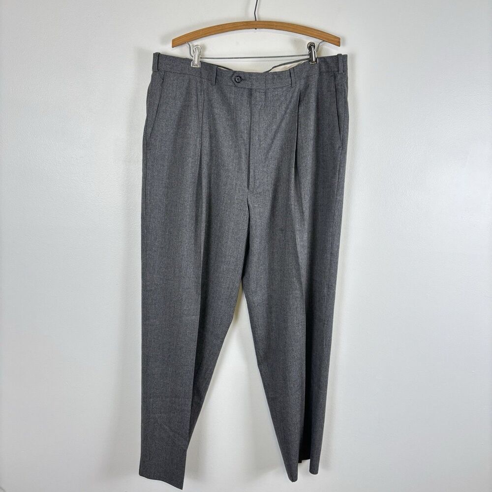 VTG JB Britches Nordstrom Mens 40 Wool Dress Pants Gray Pleated Italy Super 110s